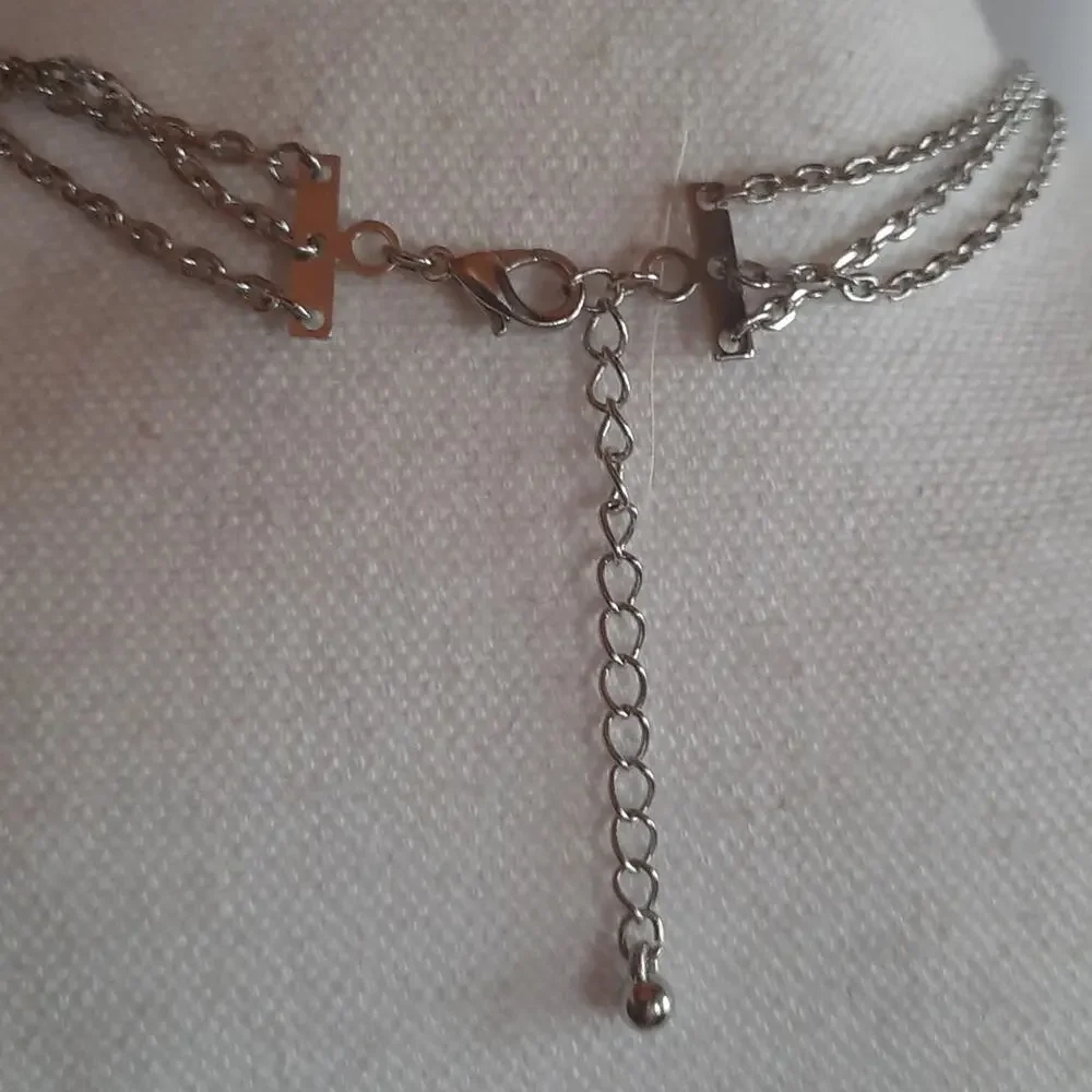 Triple Layer Silver Necklace - Picture 3 of 5
